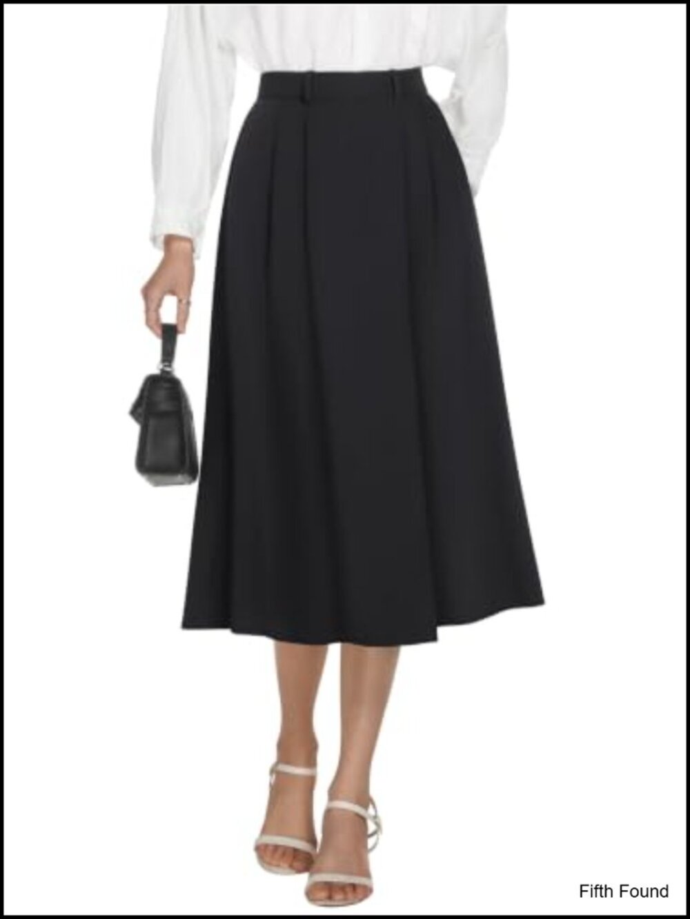 A-Line Midi Skirt High Waisted Pleated Business Casual Office Wear